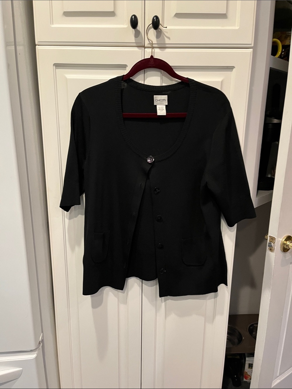 Chicos Black Short sleeve Sweater. Size 2=12/14 Mint